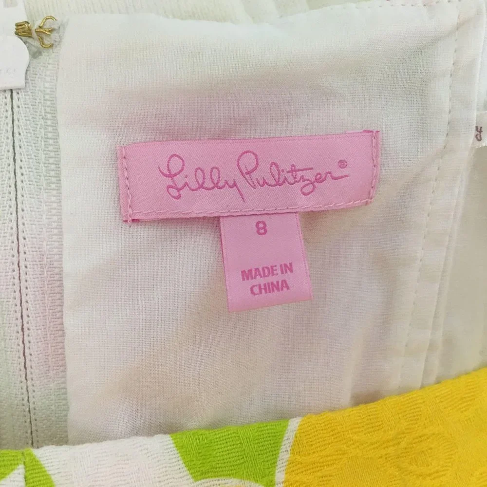 Lilly Pulitzer Dress Size 8 Bold Jumbo Floral Punch Cotton Knee Length Strapless - Picture 6 of 8